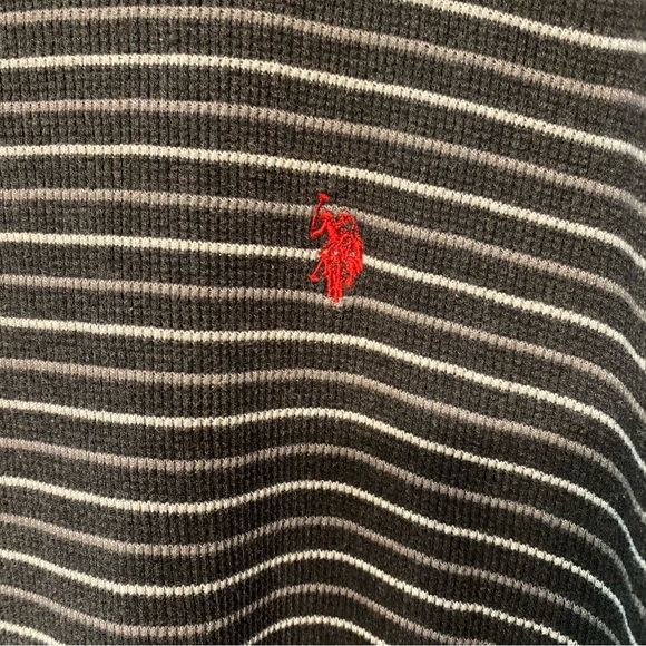 U.S. Polo Assn. Men's Black and Gray Striped Long Sleeve Tee - Picture 5 of 11